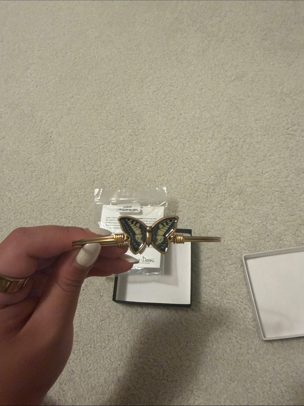 Luca + Danni Gold Bracelet with Black and Cream Butterfly